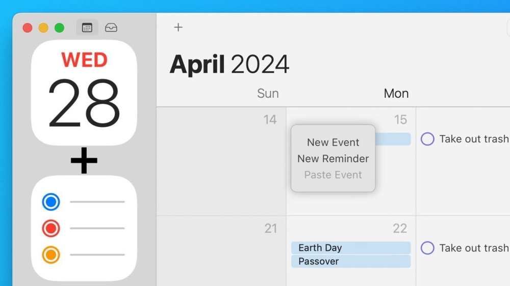 Apple: New integration between “Calendar” and “Reminders”