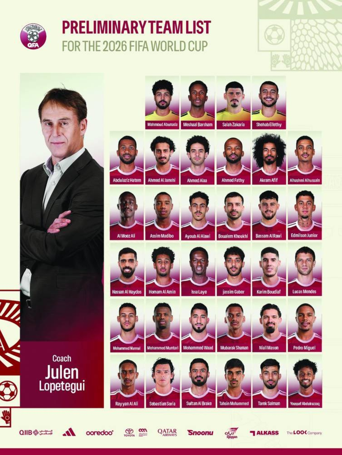 Lopetegui names Qatar’s 34-player preliminary World Cup squad