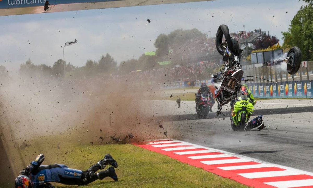 Di Giannantonio wins, Alex Marquez hurt in horror crash