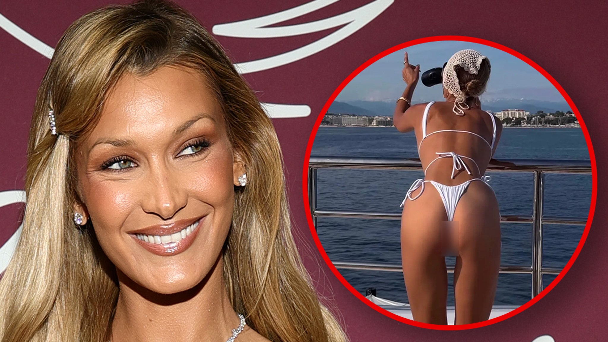 Bella Hadid Rocks Tiny White String Swimwear For Cannes Yacht Day