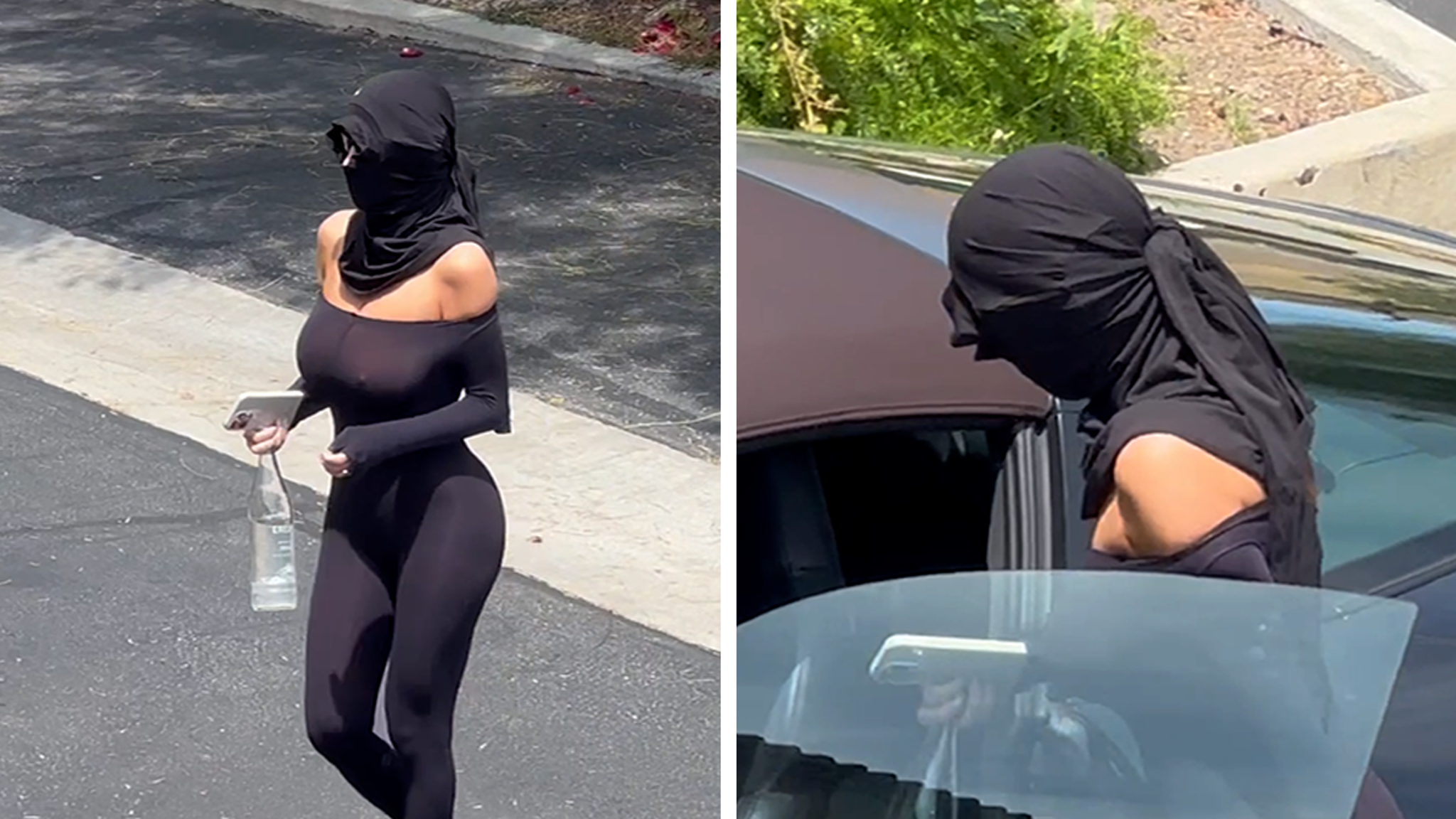 Bianca Censori Wears See-Though Shirt While Walking Out of L.A. Spa
