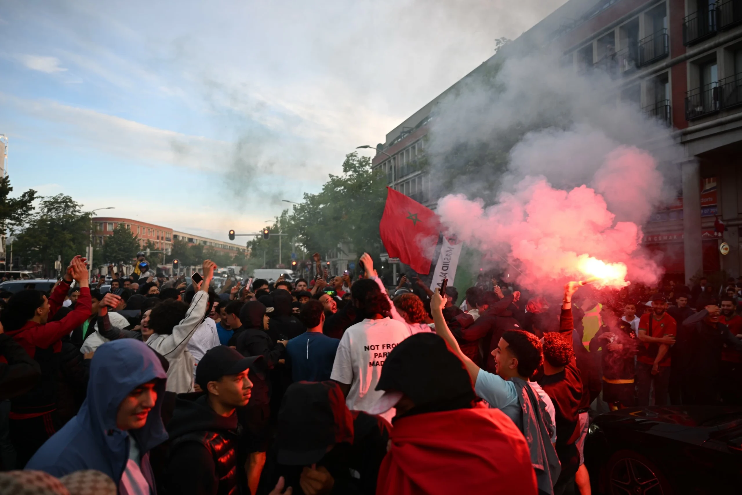 Soccer fans clash with police in The Hague after Morocco …
