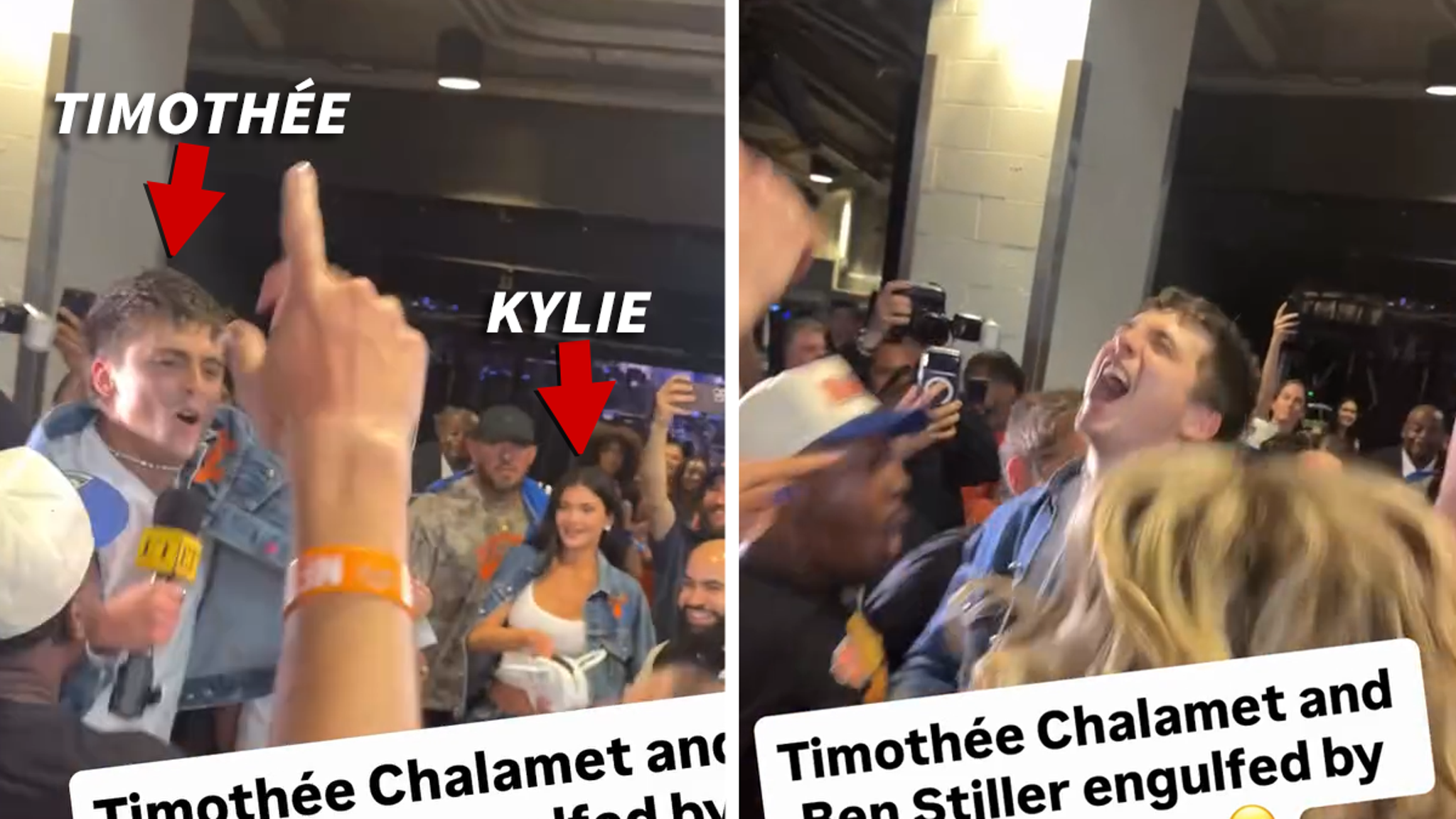 Timothée Chalamet, Ben Stiller Mobbed Following Knicks’ Epic Comeback