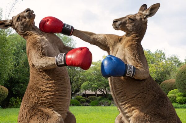 Kangaroos Have A Duel For the Ages In Man’s Backyard