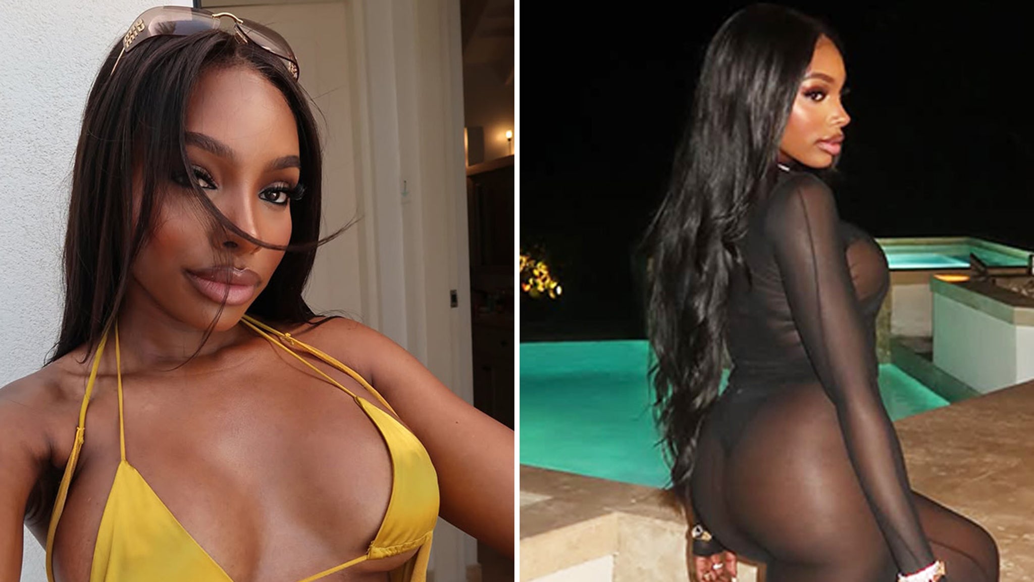 JaNa Craig Sizzles In Gold Metallic Bikini