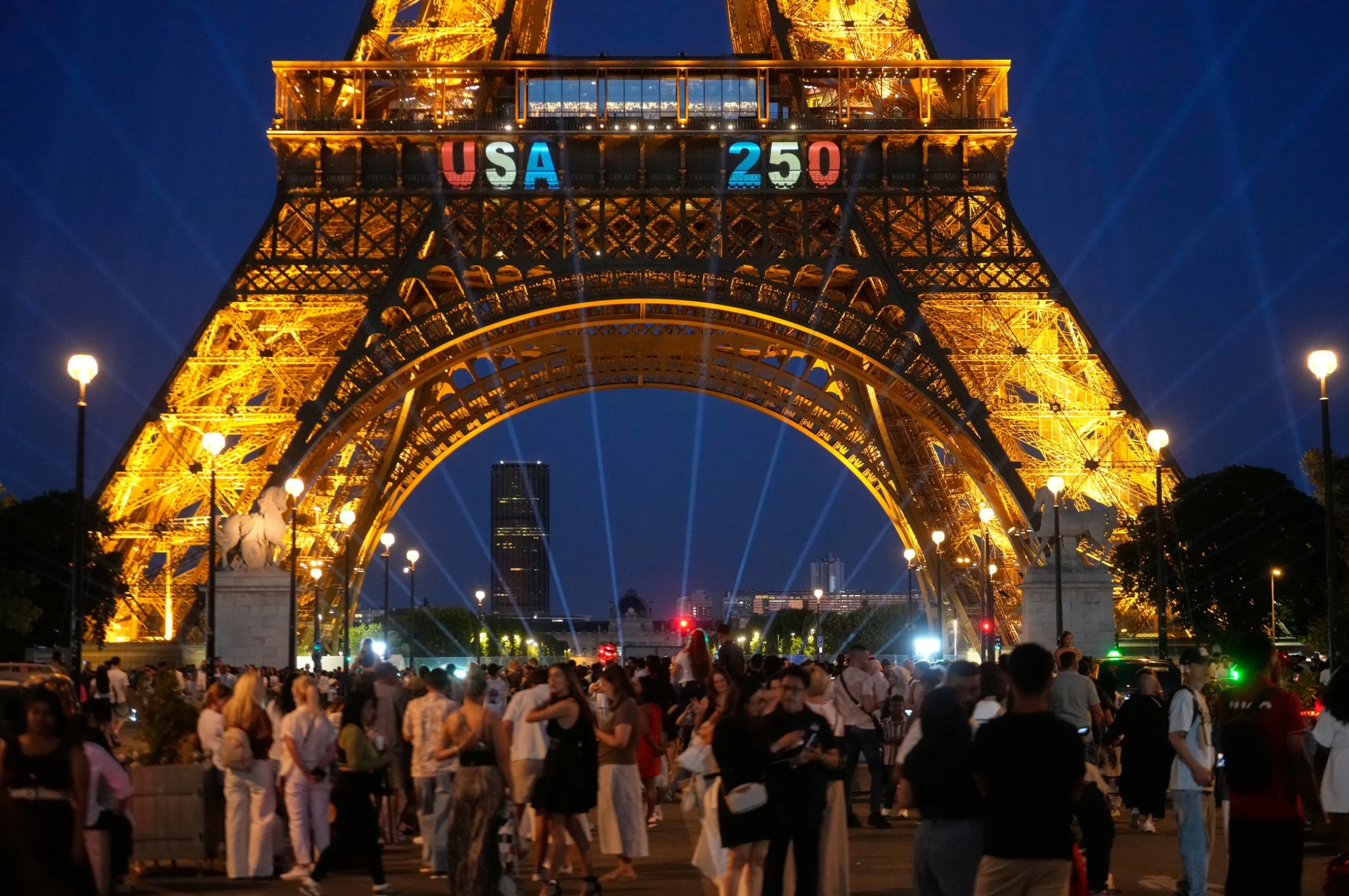 Man climbs Eiffel Tower, hangs US flag on America’s big birthday